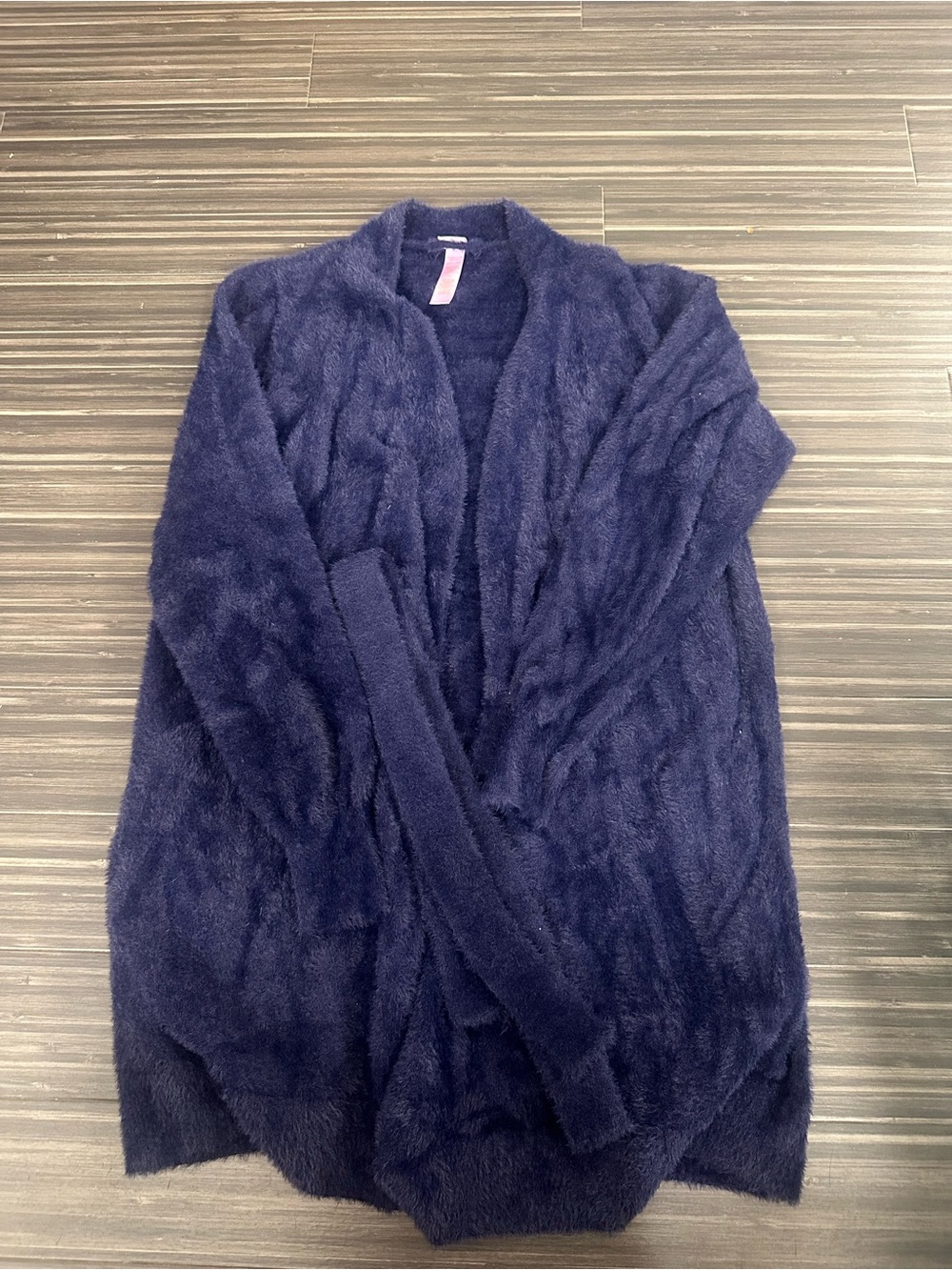 Savage X Fenty Navy Fuzzy Open-Front Women's Sweater Robe